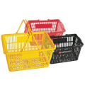 Hot sale Shopping basket with castors/Plastic shopping basket with tie bar/Small shopping basket